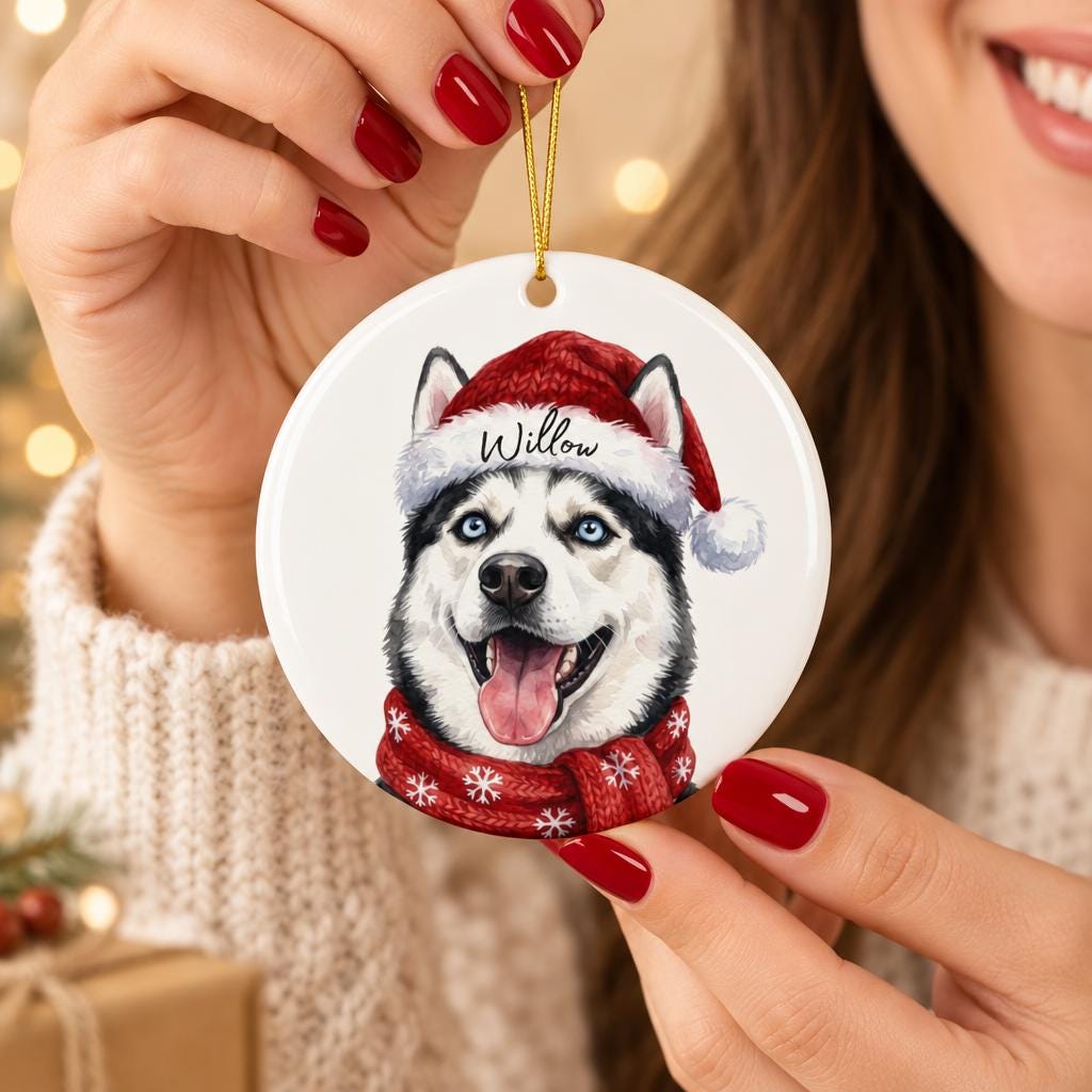 Custom Pet Photo Ornament, Personalized Ceramic Photo Memorial To