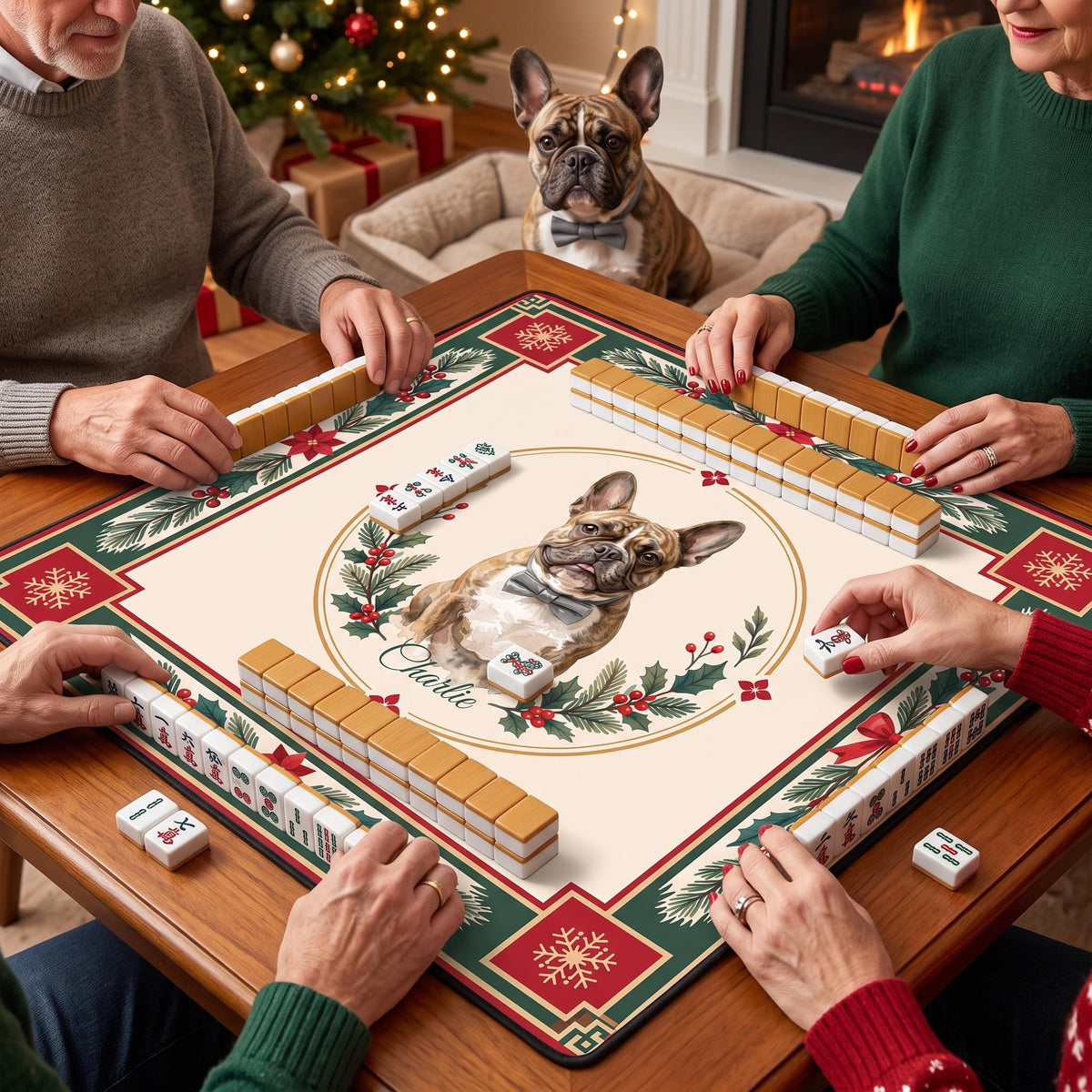 Custom Pet Mahjong Mat 33" Square Watercolor Pet Portraits Mat XL