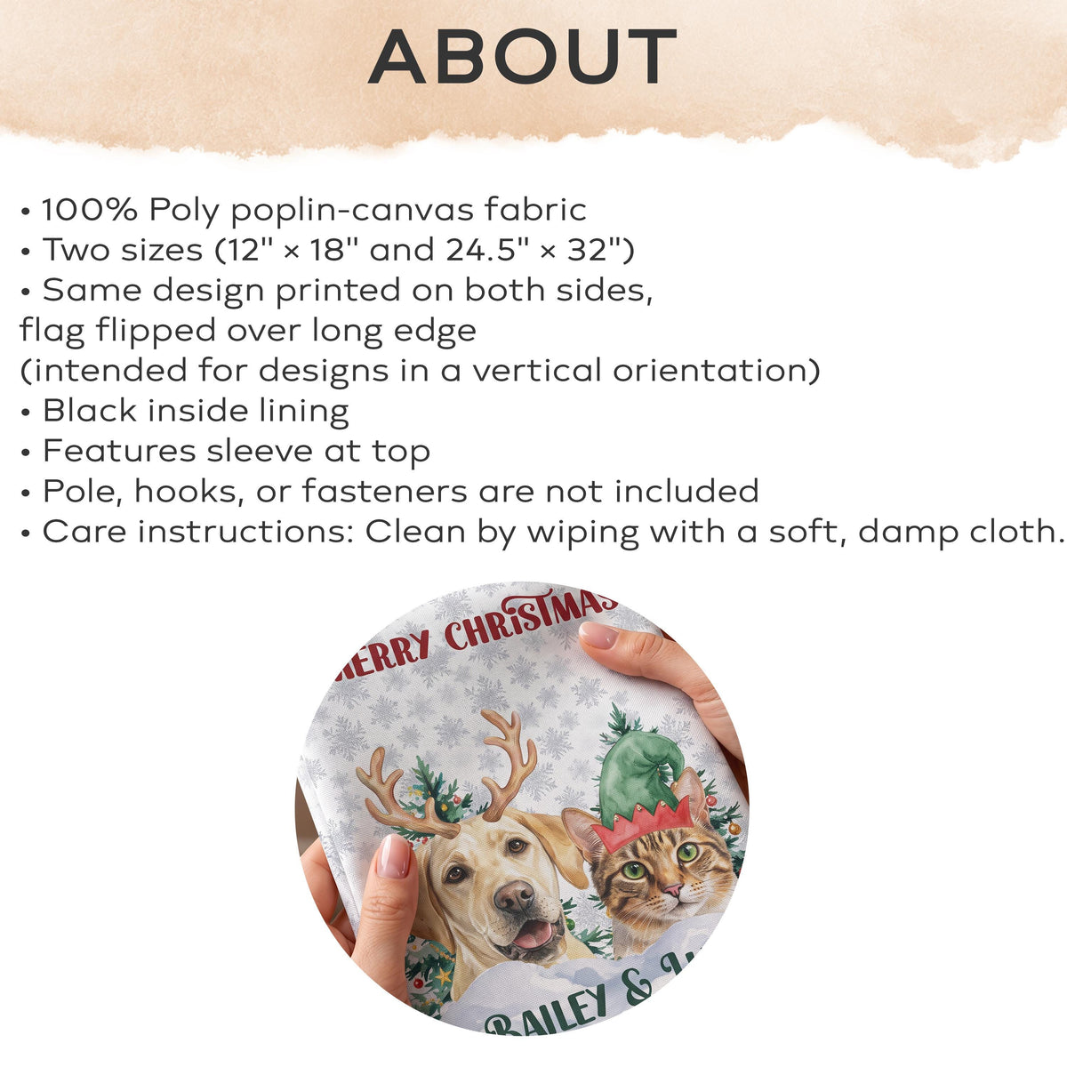 Custom Pet Garden Flag, Watercolor Photo Double-Sided Print 12x18