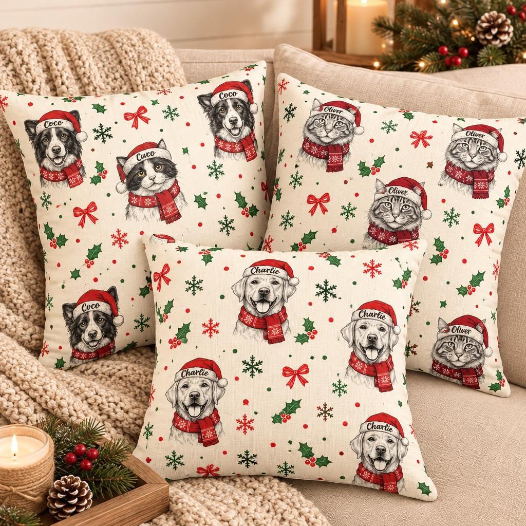 Custom Pet Photo Pillow, Personalized Dog Portrait, 16x16in Cover