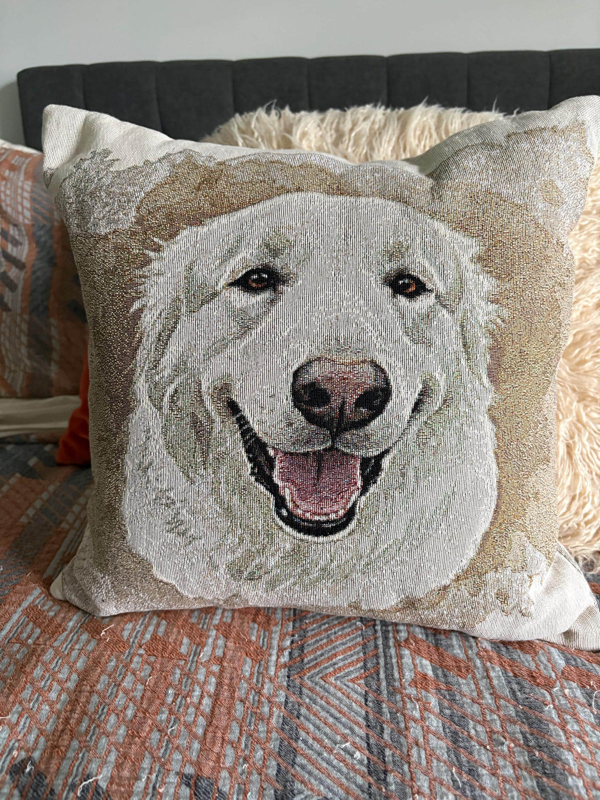 Custom Pet Pillow, Watercolor Dog Portrait, 16" Double-Sided.