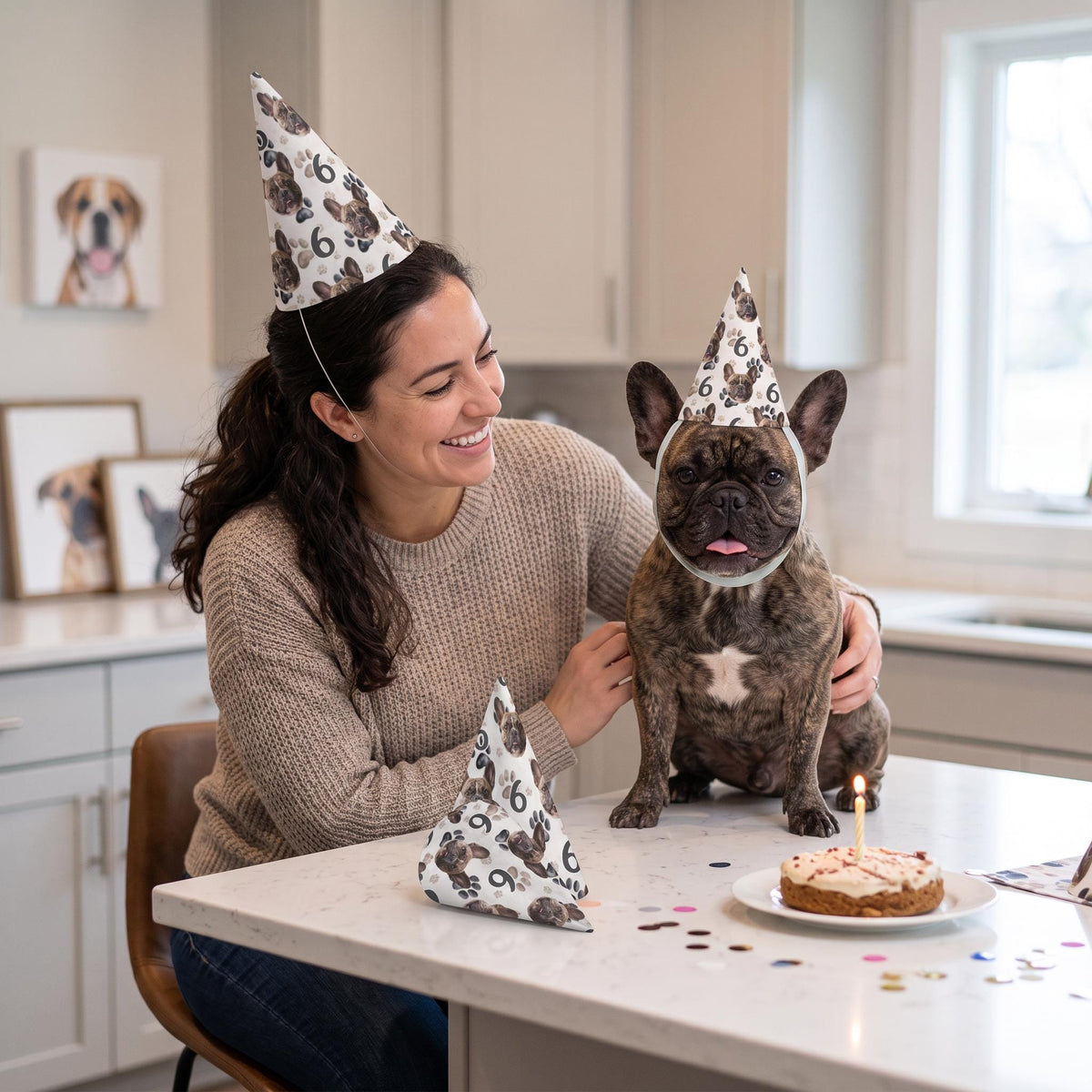 Custom Pet Party Hat, Personalized Photo Dog Cat Birthday 17x11cm