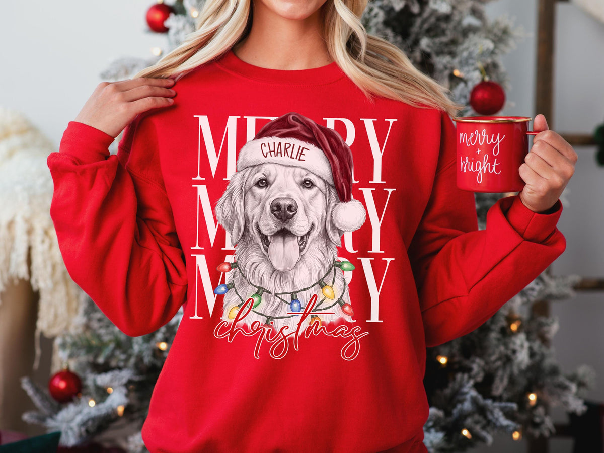 Custom Pet Christmas Sweatshirt', Personalized Photo Pet Portrait