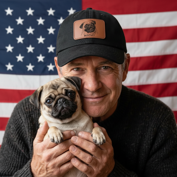 Custom Pet dad hat cap leather patch