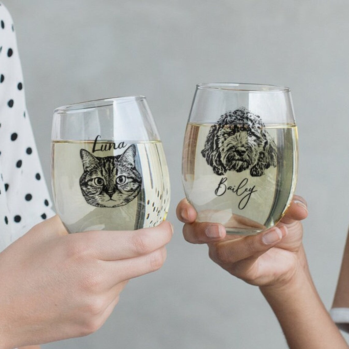 Set of 8 15 Oz. or 21 Oz. Monogrammed Stemless Wine Glasses Customized With  Hand Cut Initials for Each Wine Lover in Your Bridal Party 