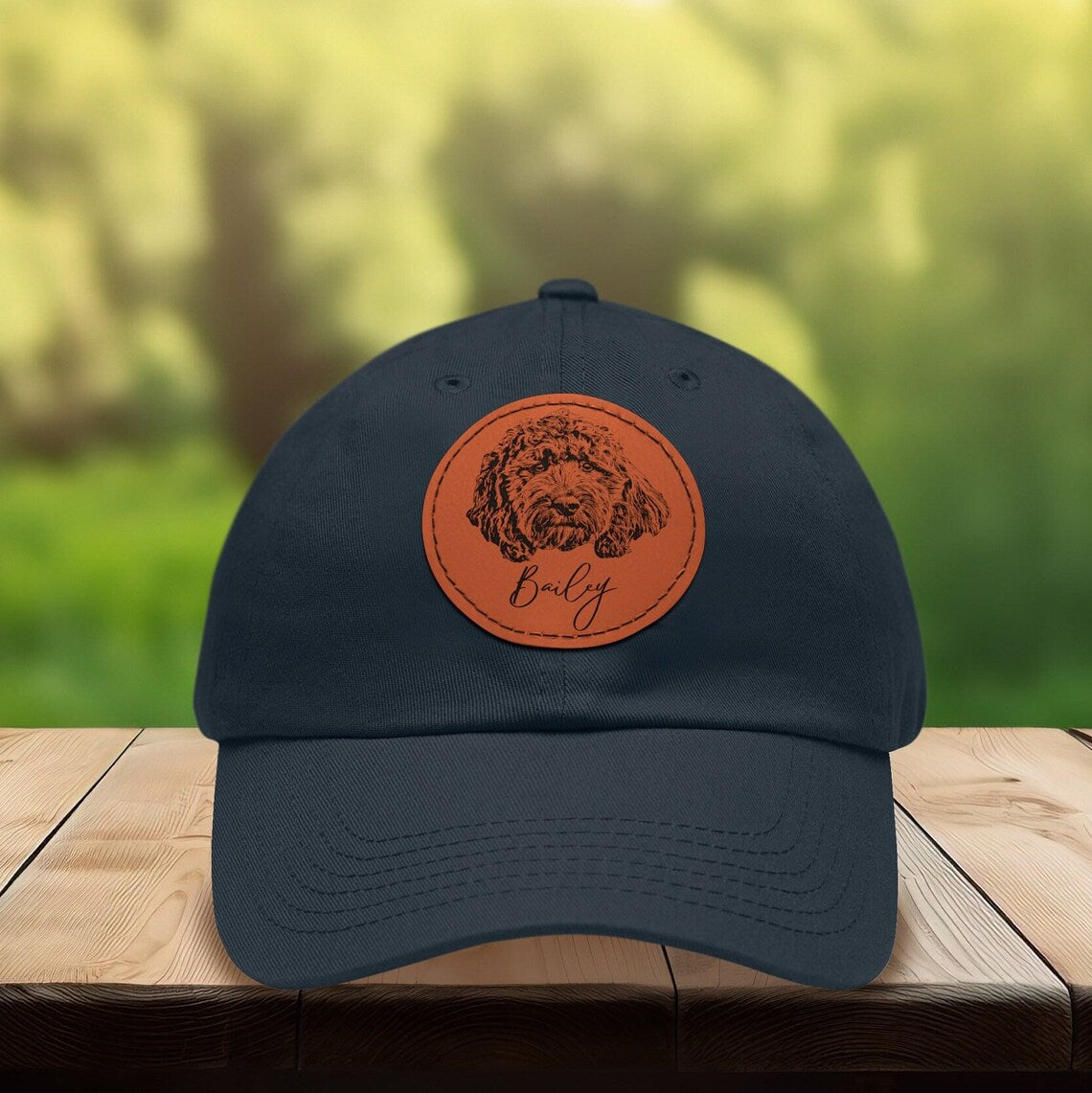 Custom Pet dad hat round leather patch