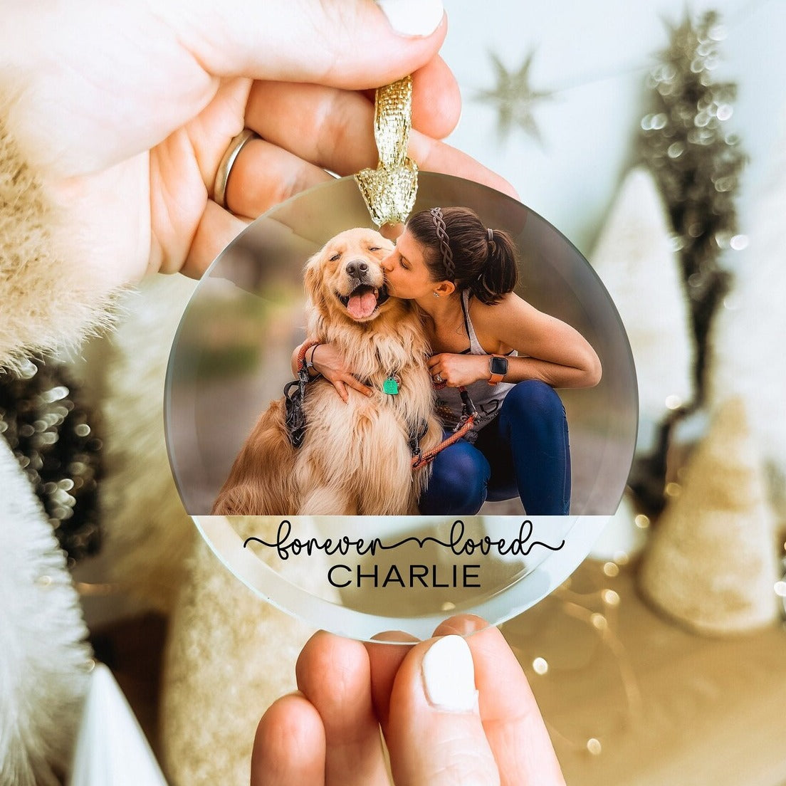 Dog Memorial Christmas Glass Ornament