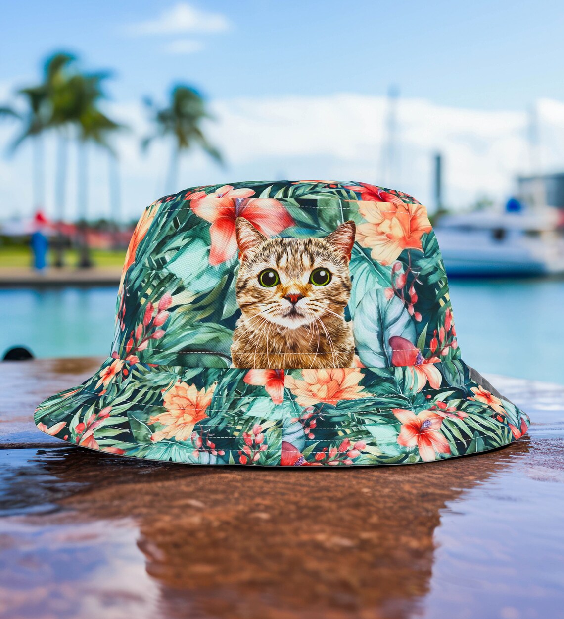 Custom pet Beach Hawaiian Bucket Hat