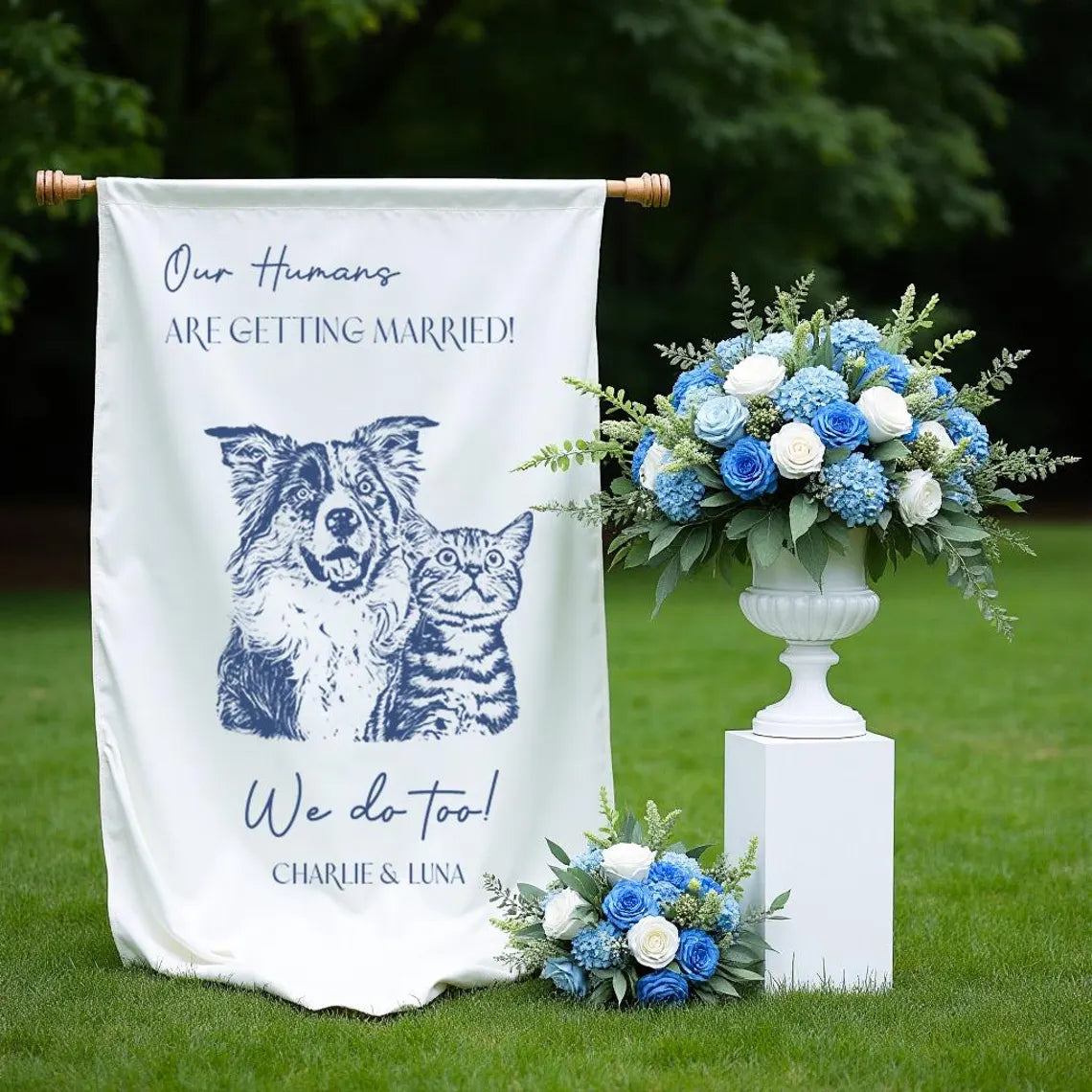 Custom Dog Welcome Wedding Sign banner