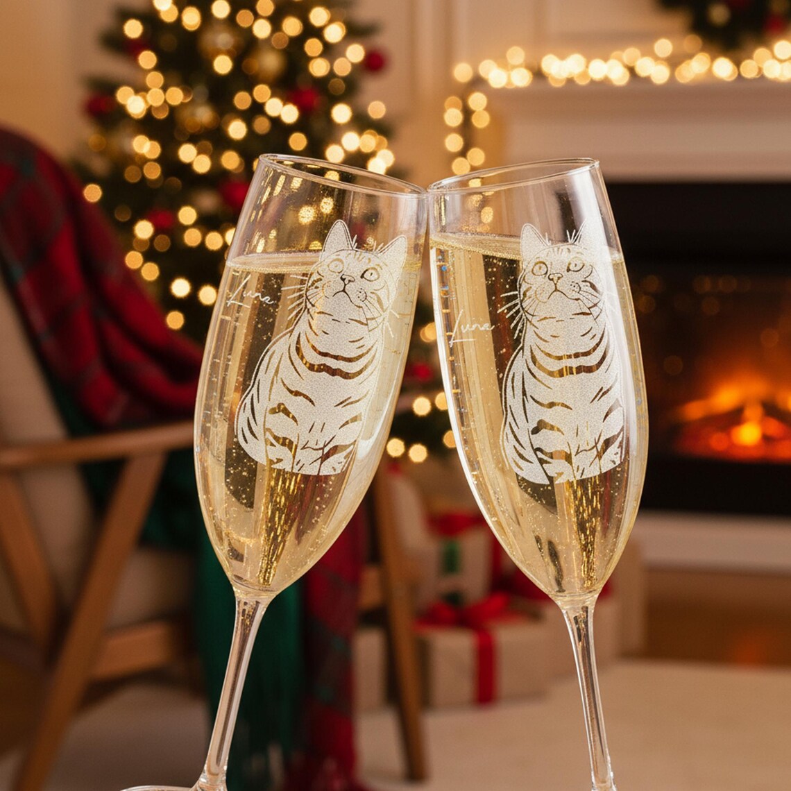 Engraved Champagne Flute Personalized Wedding Glass