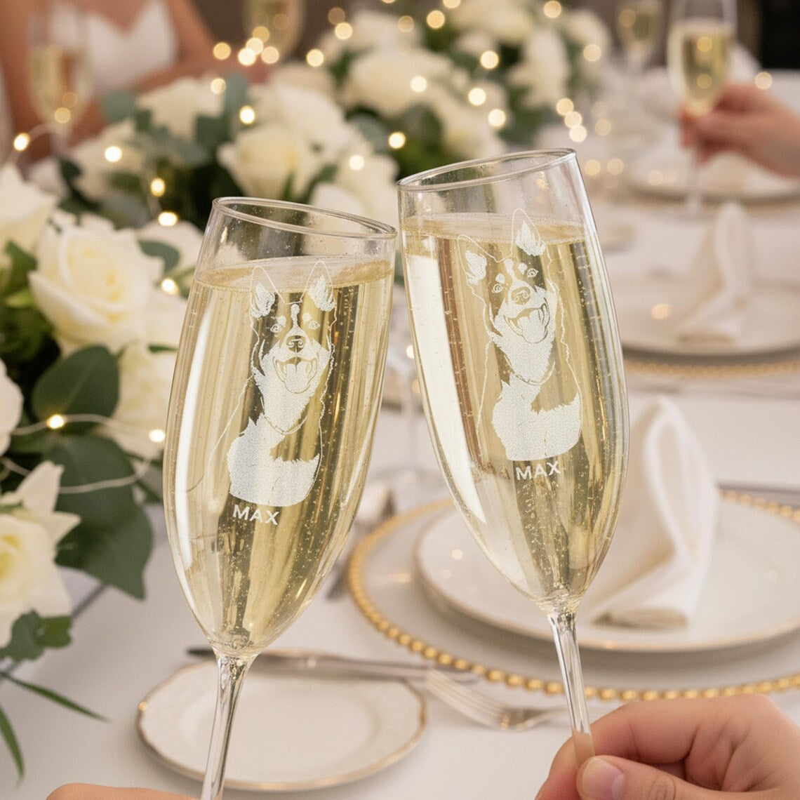 Engraved Champagne Flute Personalized Wedding Glass