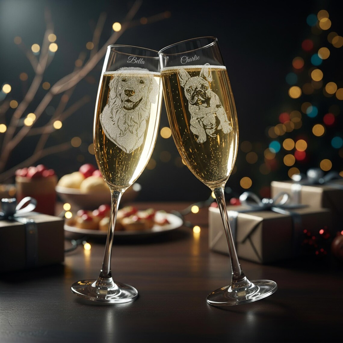 Engraved Champagne Flute Personalized Wedding Glass