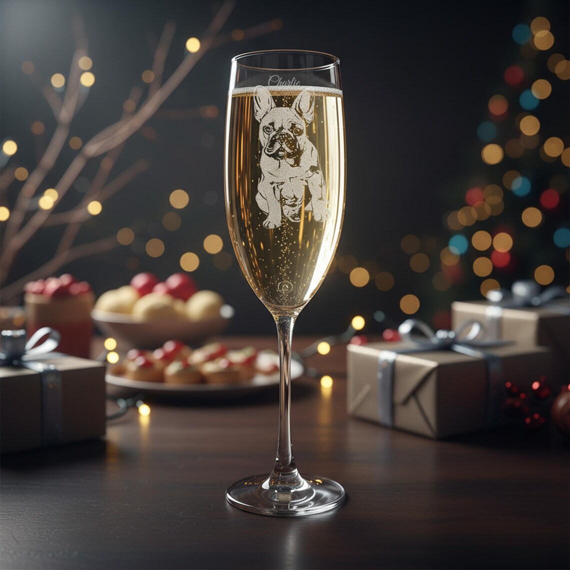 Engraved Champagne Flute Personalized Wedding Glass
