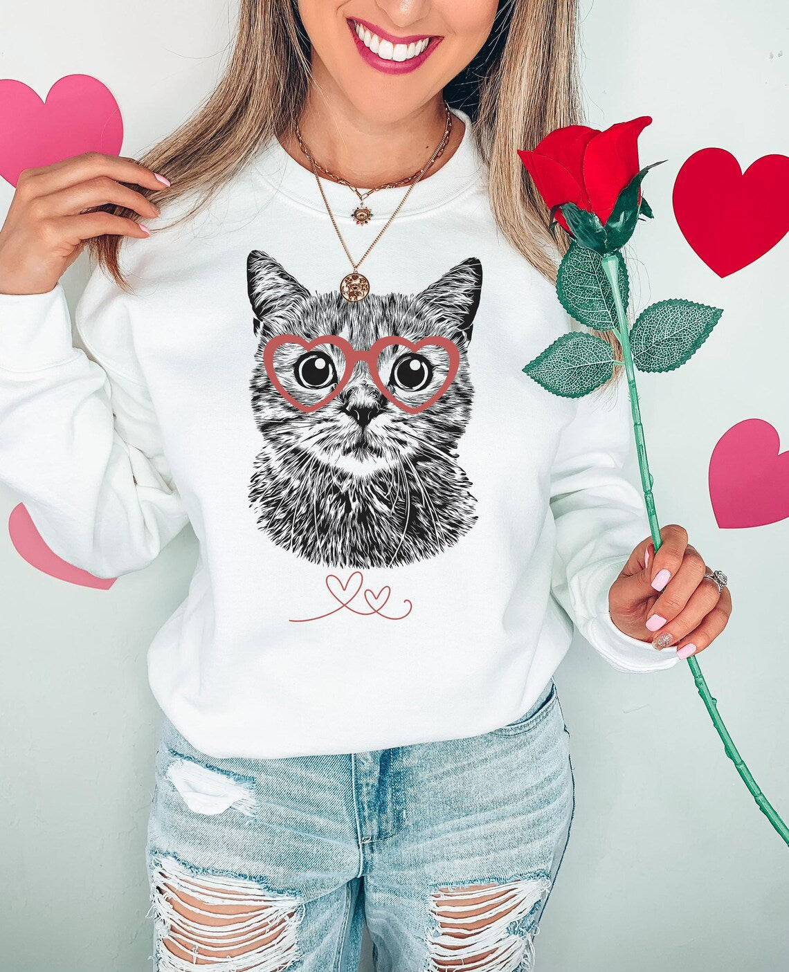 Custom Pet Crewneck Sweatshirt - Valentine’s Day, Mother's Day Gift