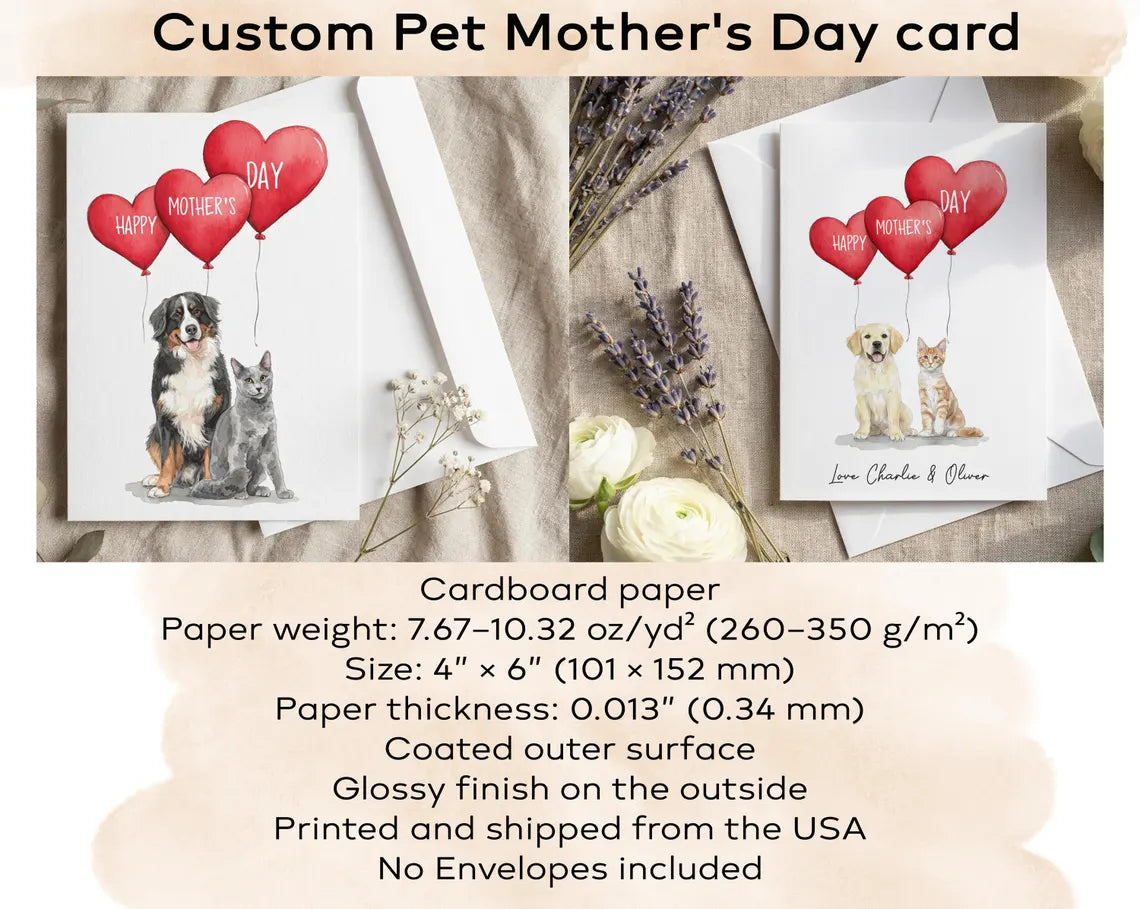 Custom Pet Mother's Day Birthday Greeting Card