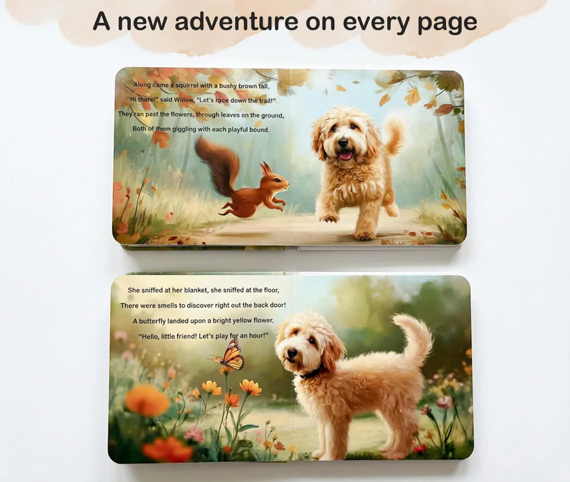 Custom Pet Photo Board Book, Personalized Kids Dog Story