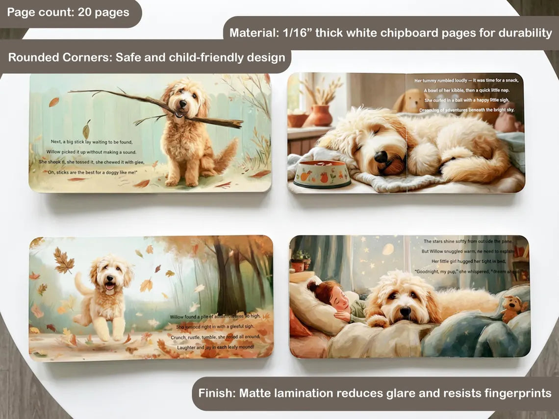 Custom Pet Photo Board Book, Personalized Kids Dog Story