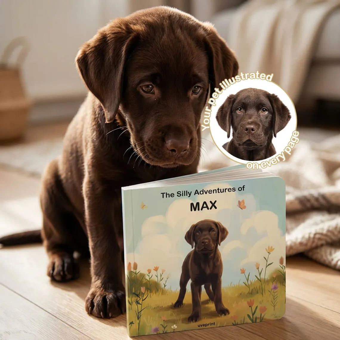 Custom Pet Photo Board Book, Personalized Kids Dog Story