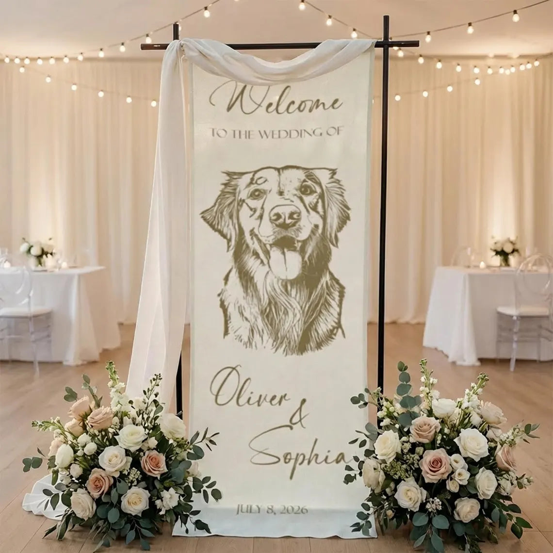 Custom Dog Welcome Wedding Sign banner