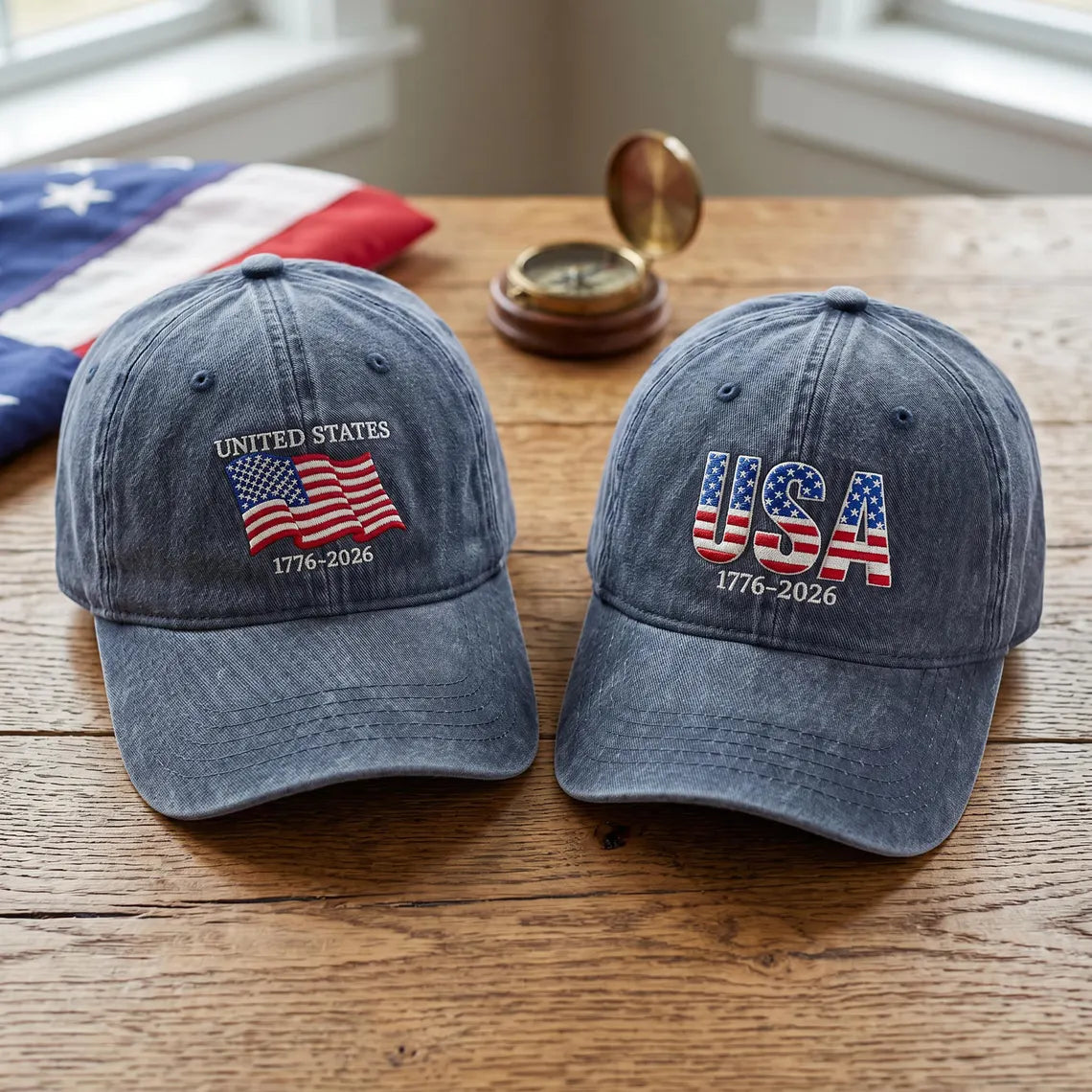 Embroidered America 250th Anniversary Hat, Patriotic USA Flag Cap