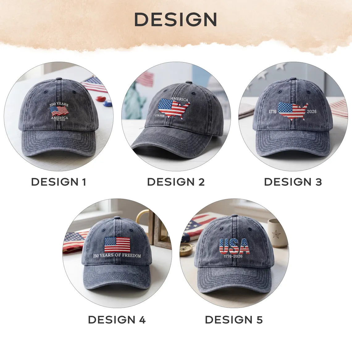 Embroidered America 250th Anniversary Hat, Patriotic USA Flag Cap