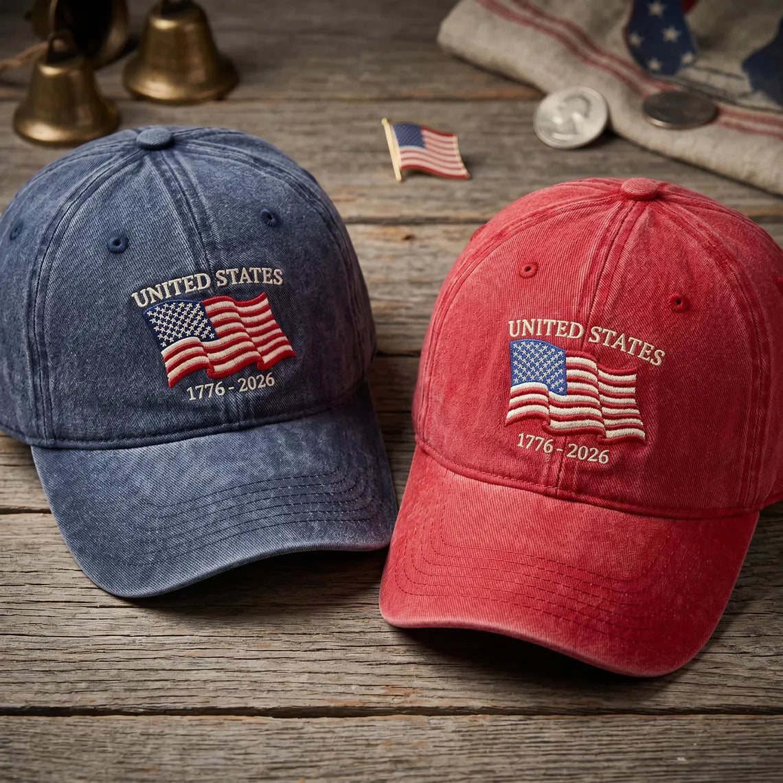 Embroidered America 250th Anniversary Hat, Patriotic USA Flag Cap