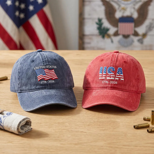 Embroidered America 250th Anniversary Hat, Patriotic USA Flag Cap