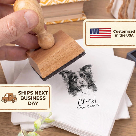 Custom Pet Dog Face Stamp for Wedding Napkins, Envelopes & Invitations