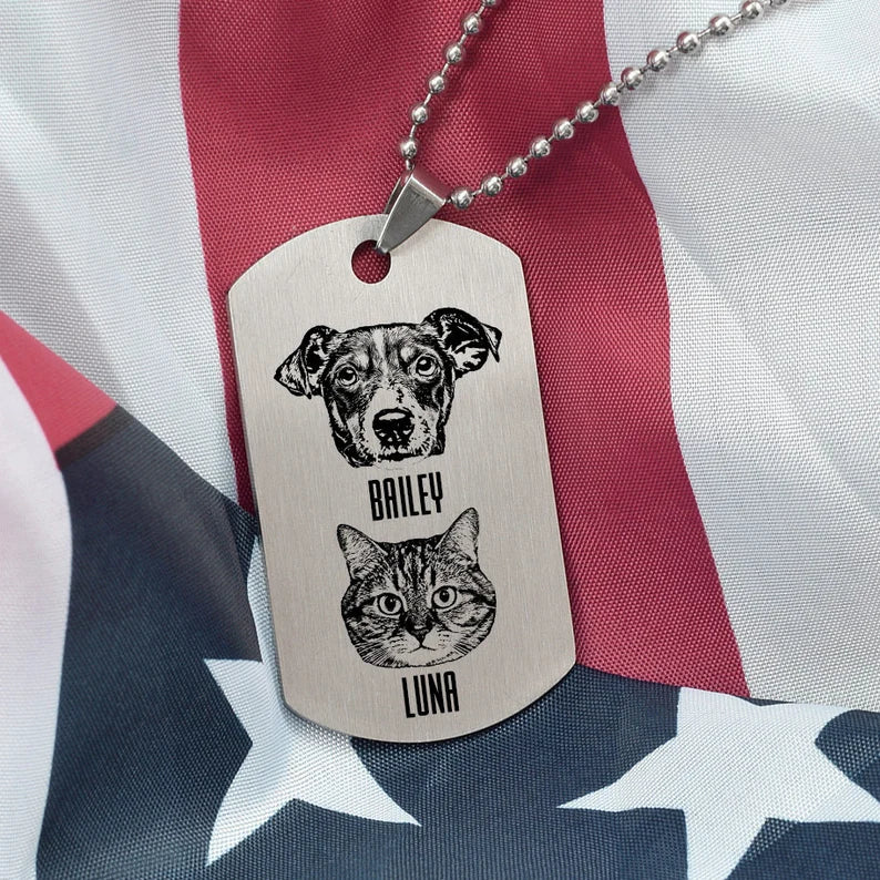 Custom Pet Military ID Tag Necklace