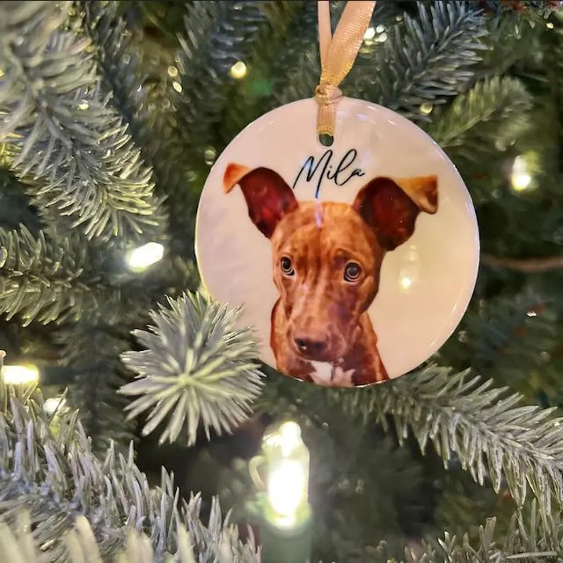 Personalized Pet Portrait Christmas Ornament