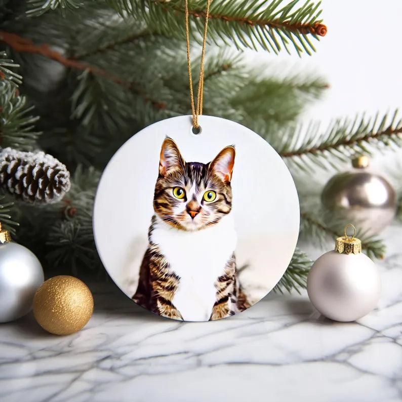 Personalized Pet Portrait Christmas Ornament