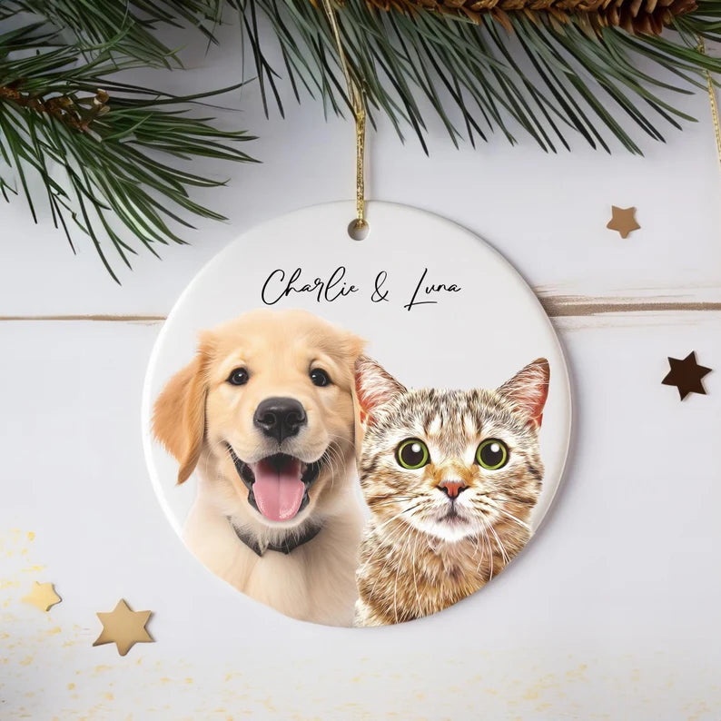 Personalized Pet Portrait Christmas Ornament