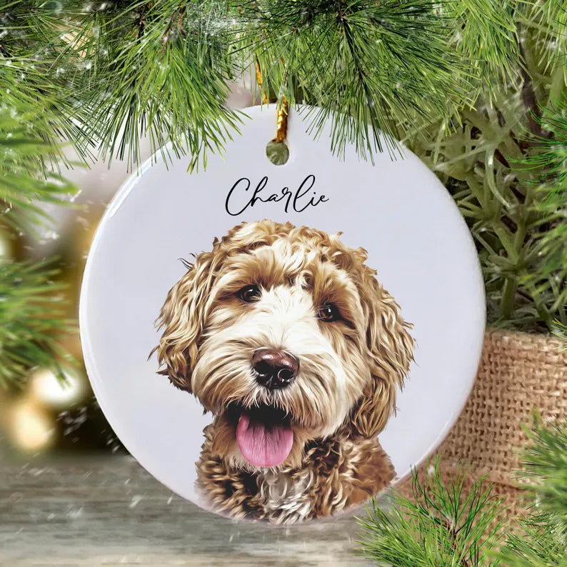 Personalized Pet Portrait Christmas Ornament