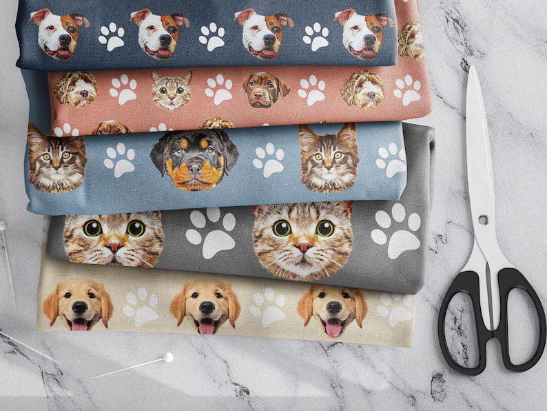 Custom Photo Quilt Blocks Fabric Cloth for Scrub cap