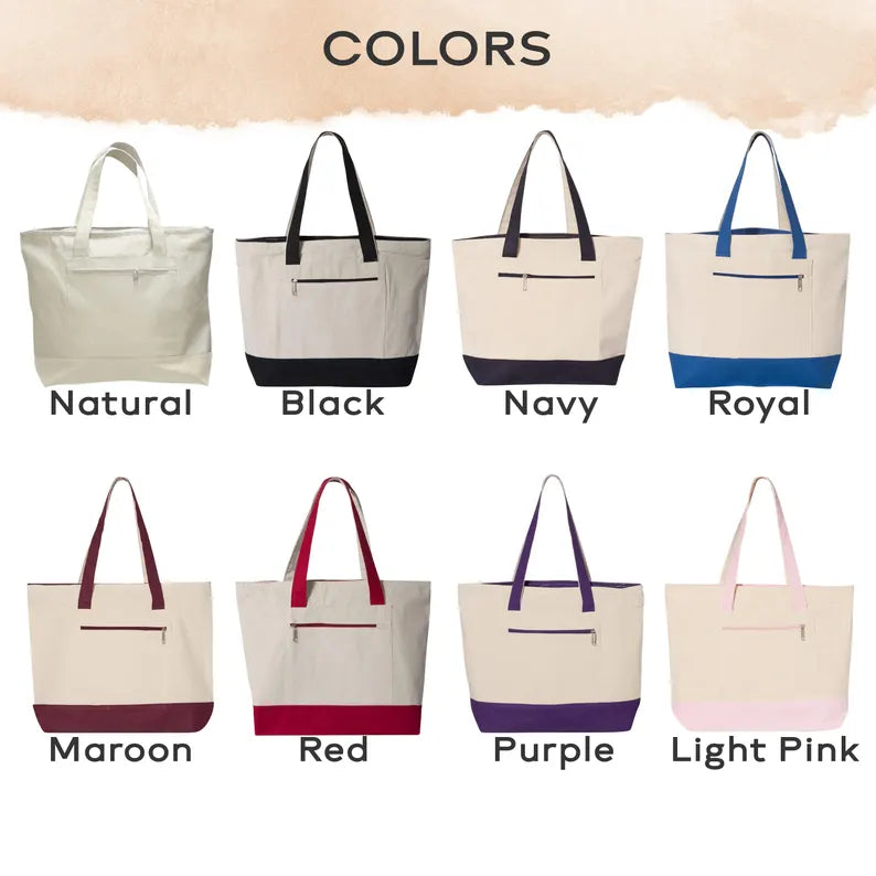 Custom Pet Zippered Canvas Shopping Tote Bag