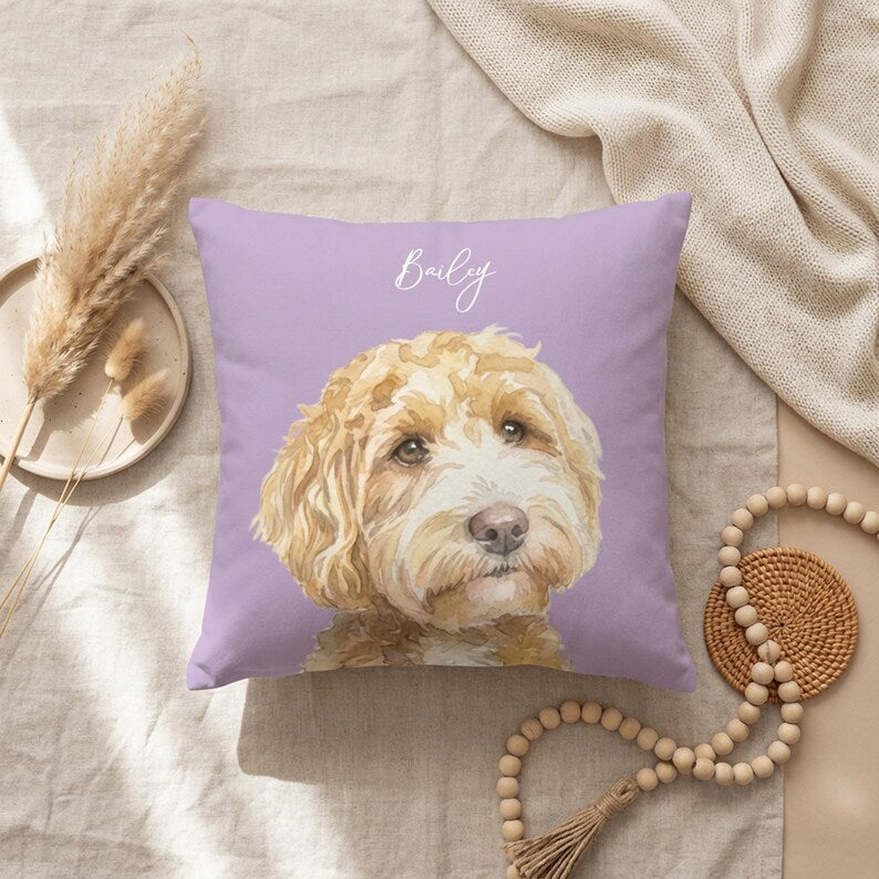 Custom Pet Pillow from photo Watercolor