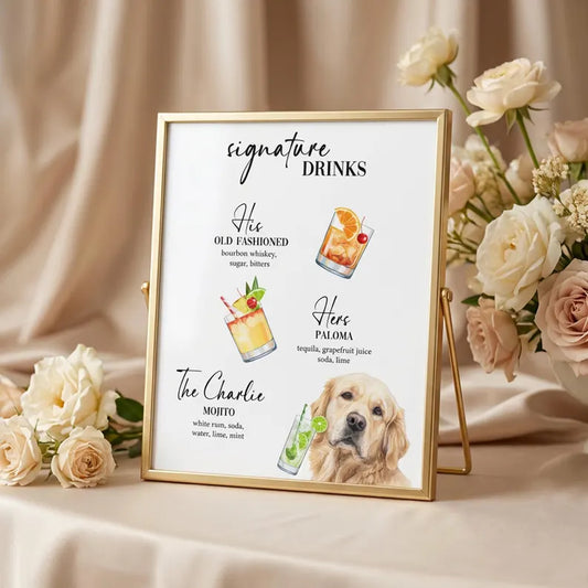 Custom Pet Signature Drink Sign For Weddings
