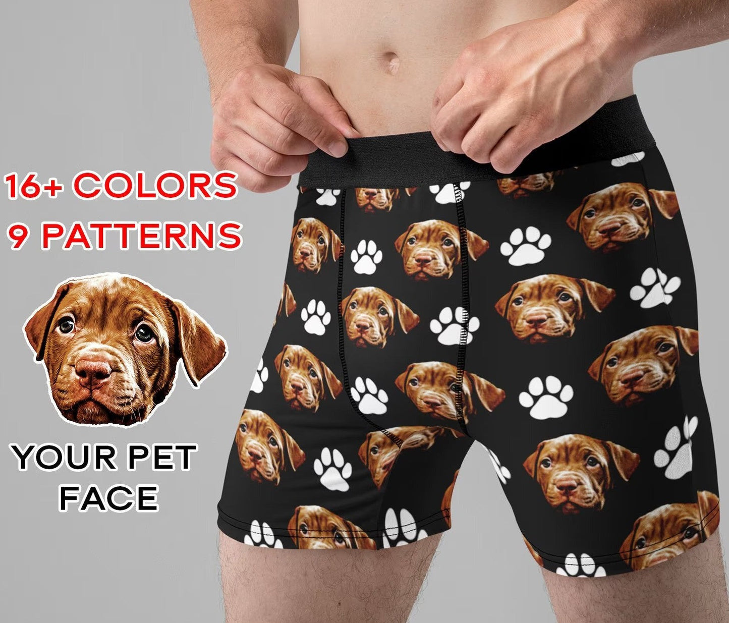 Custom Dog face Men's Boxer Brief