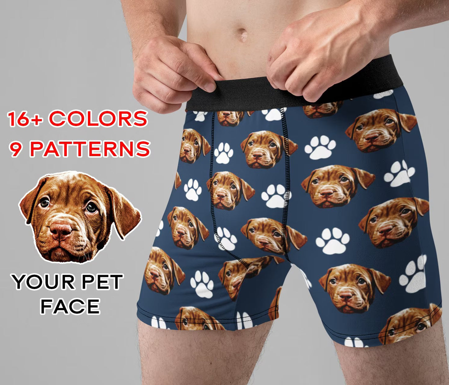 Custom Dog face Men's Boxer Brief