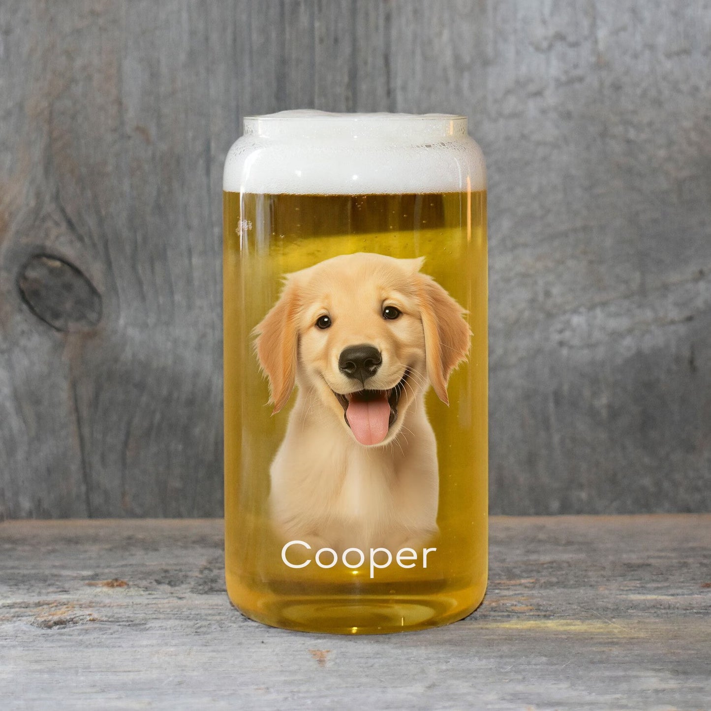 Custom Pet Beer Soda Can Glass with Bamboo Lid