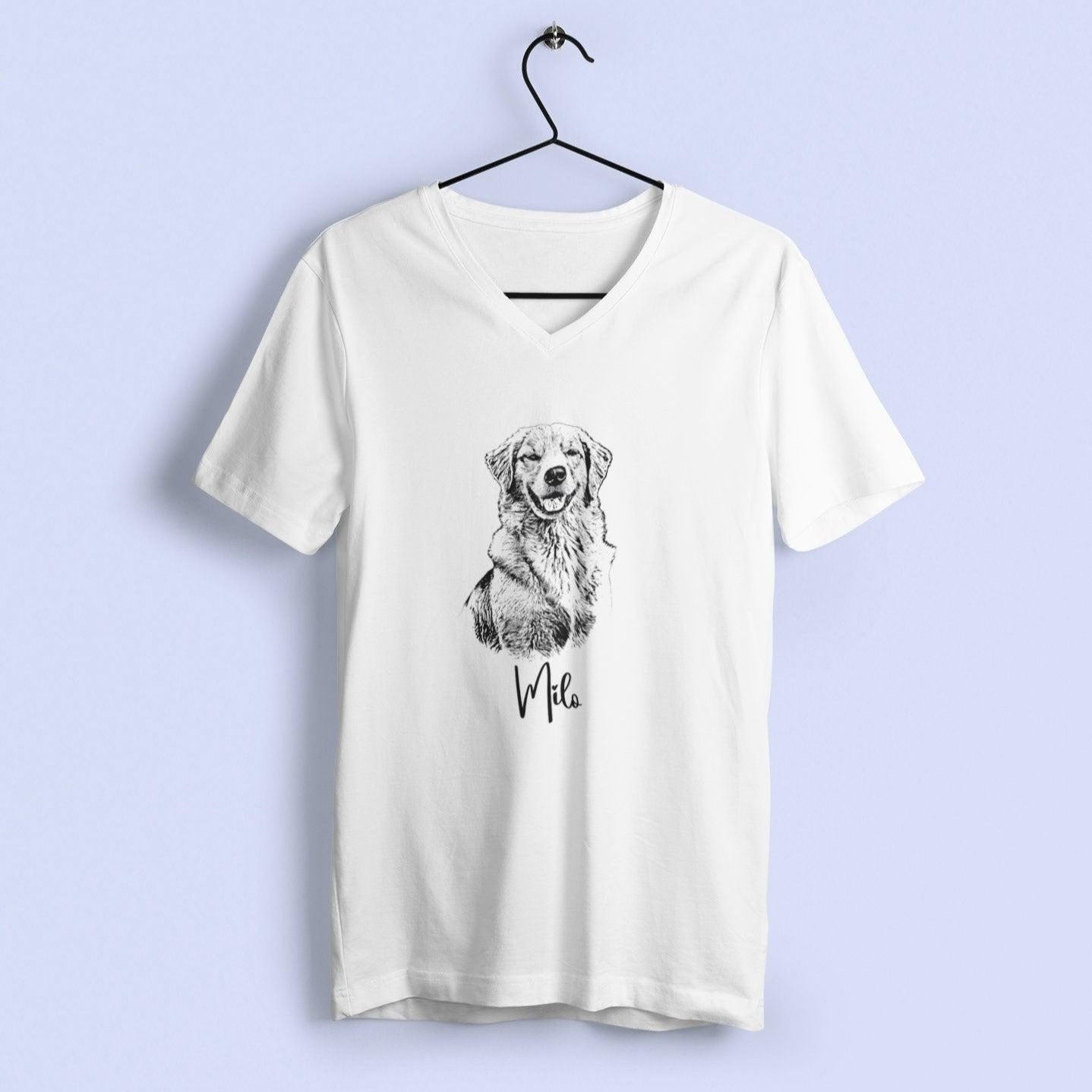 Custom Pet Portrait V-Neck T-Shirt