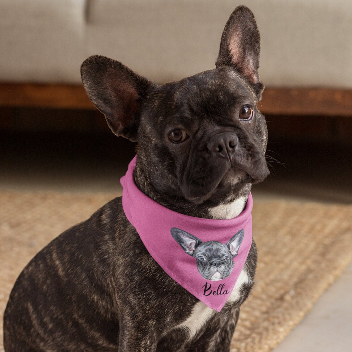 Custom Dog Face Bandana with name