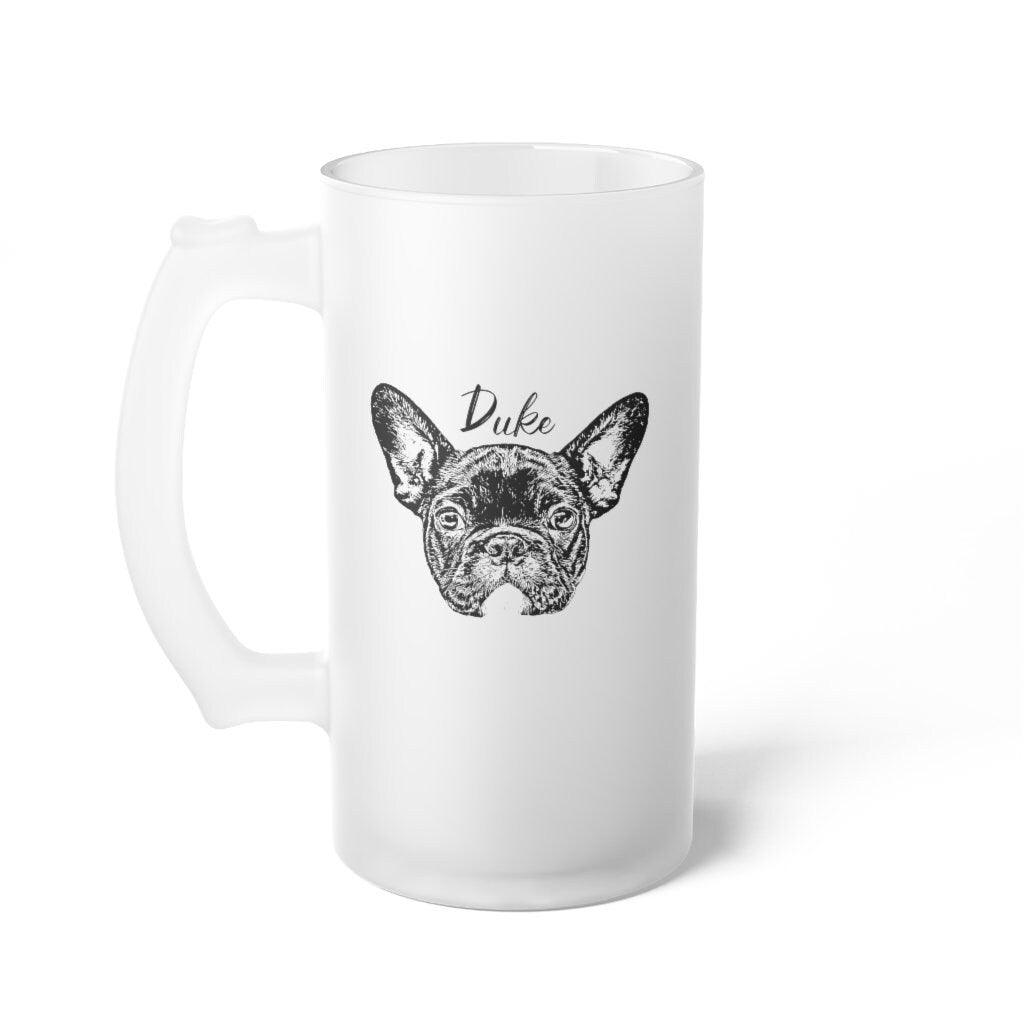 Custom Pet Portrait Frosted Beer Mug 16oz