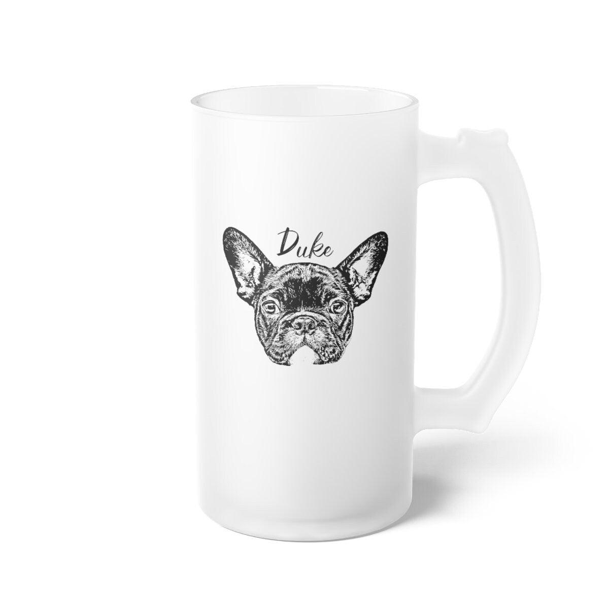 Custom Pet Portrait Frosted Beer Mug 16oz