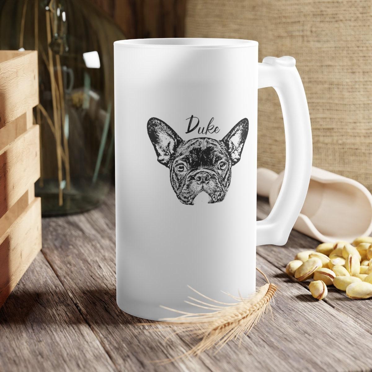 Custom Pet Portrait Frosted Beer Mug 16oz