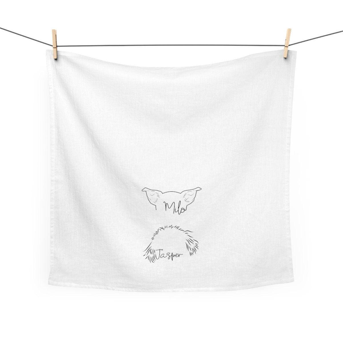 Custom Pet Ear Outline Tea Towel