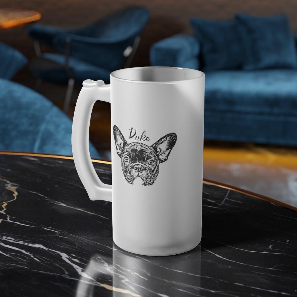 Custom Pet Portrait Frosted Beer Mug 16oz