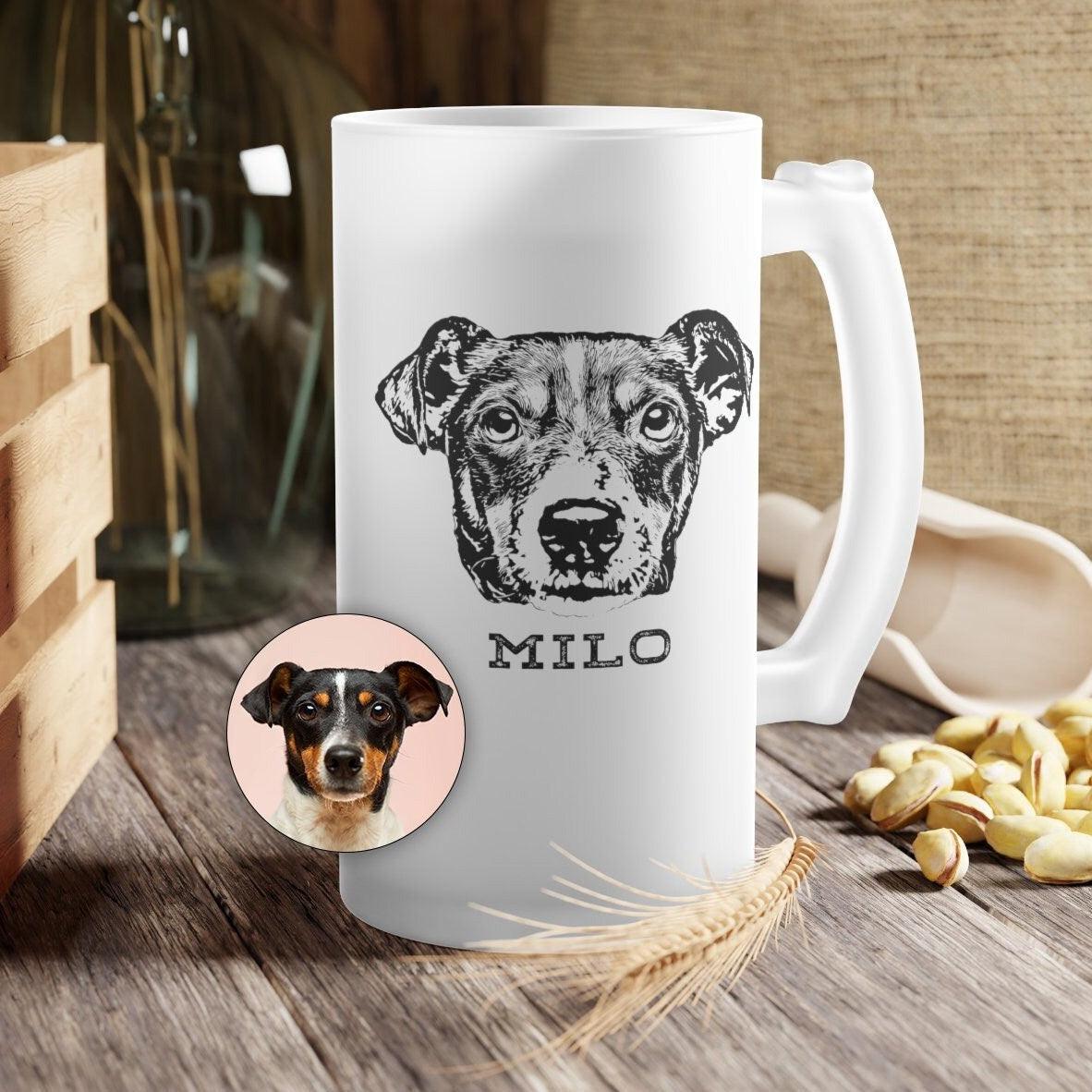 Custom Pet Portrait Frosted Beer Mug 16oz