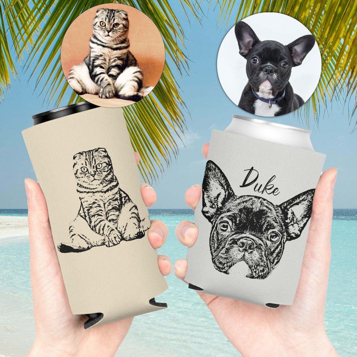 Custom Pet Portrait Can Cooler Koozie