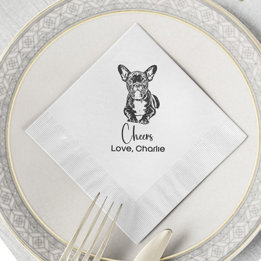 Personalized Dog Wedding Napkins, Custom Pet Cocktail Napkins,6.5